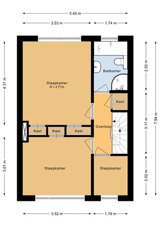 Floorplan - Beethovenlaan 17, 3533 ER Utrecht